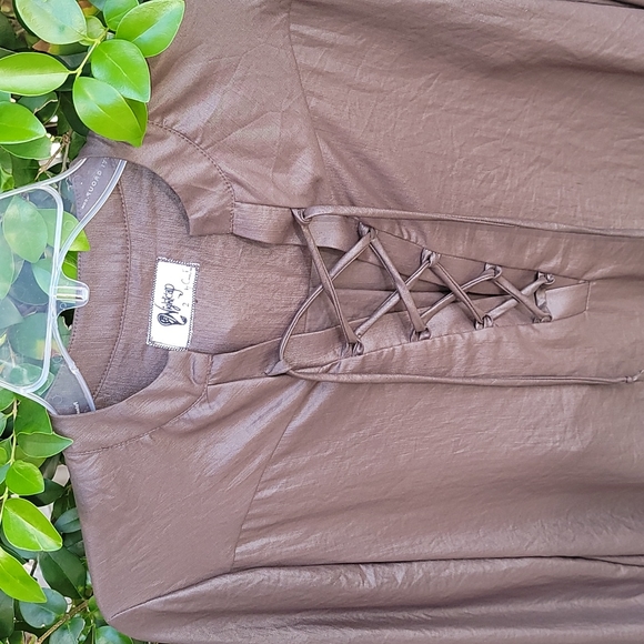 Nightcap Chocolate brown shine top - Picture 2 of 8